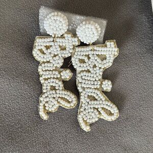 Bride White Beaded Earrings